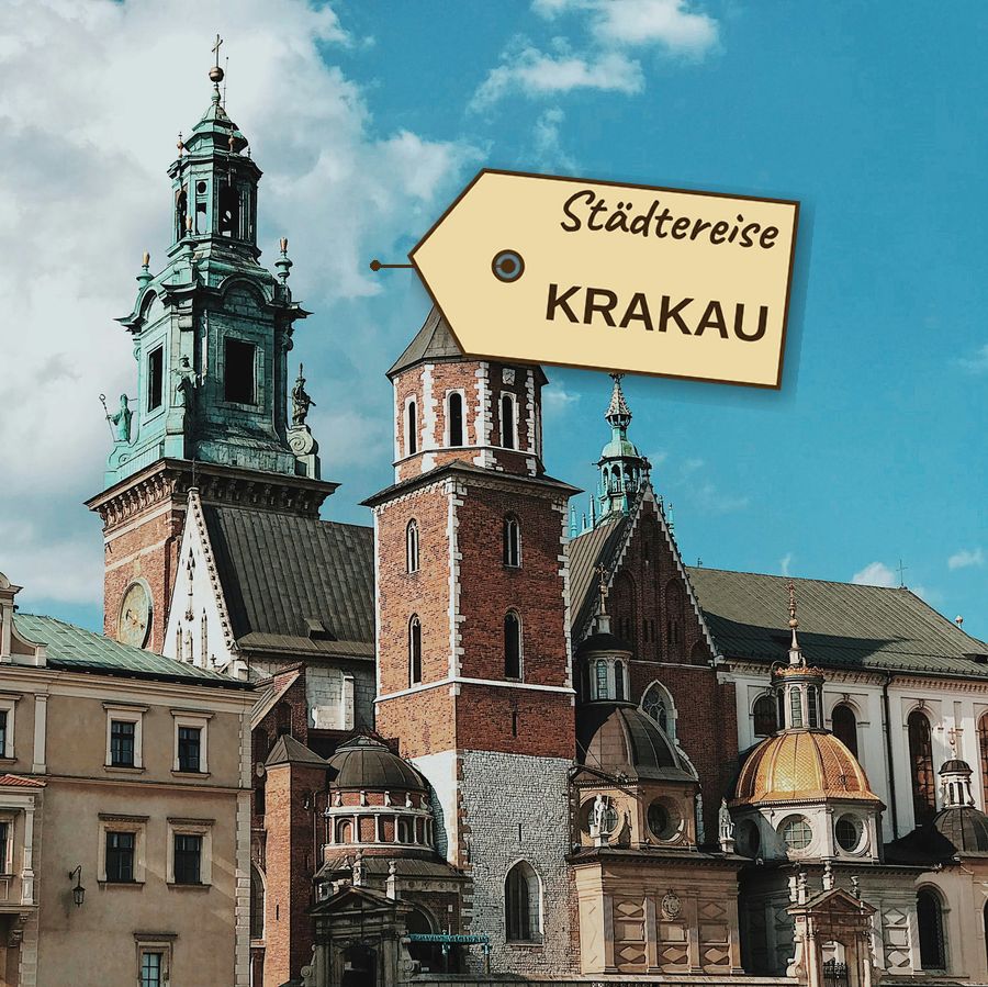 Foto des Wawel-Schlosses in Krakau mit der Bezeichnung 'Städtereise KRAKAU'.