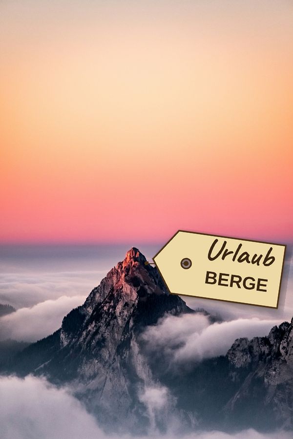 Beispiel eines getaggten Fotos in TagAlbum: eine Berglandschaft mit der Bezeichnung 'Urlaub BERGE'.